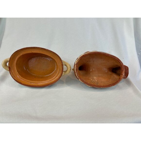 Vintage Hand-Painted Mexican Folk Art Ceramic Hen Covered Dish Tlaquepaque Oaxac - Picture 5 of 11